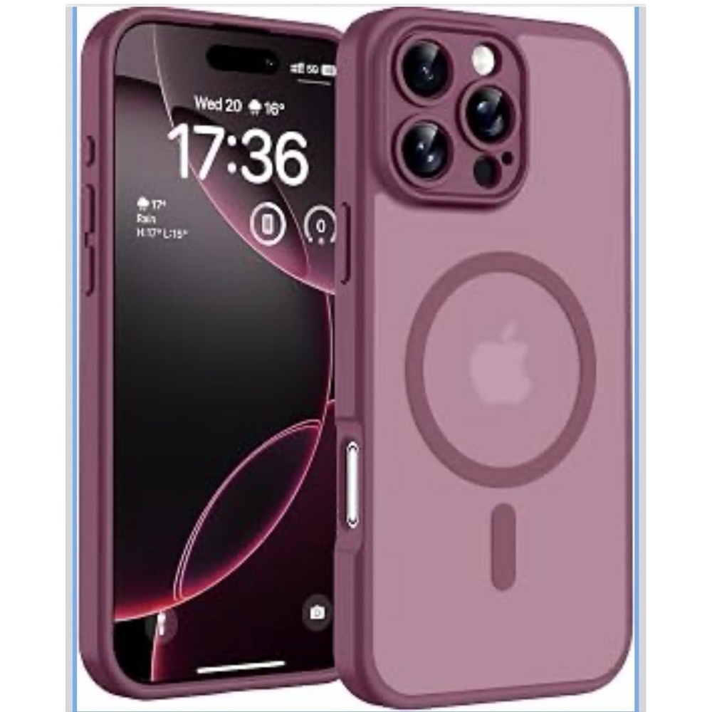 Tocol iPhone 16 Pro Magnetic Case Plum N52 MagSafe 12ft Drop Protection Slim TPU